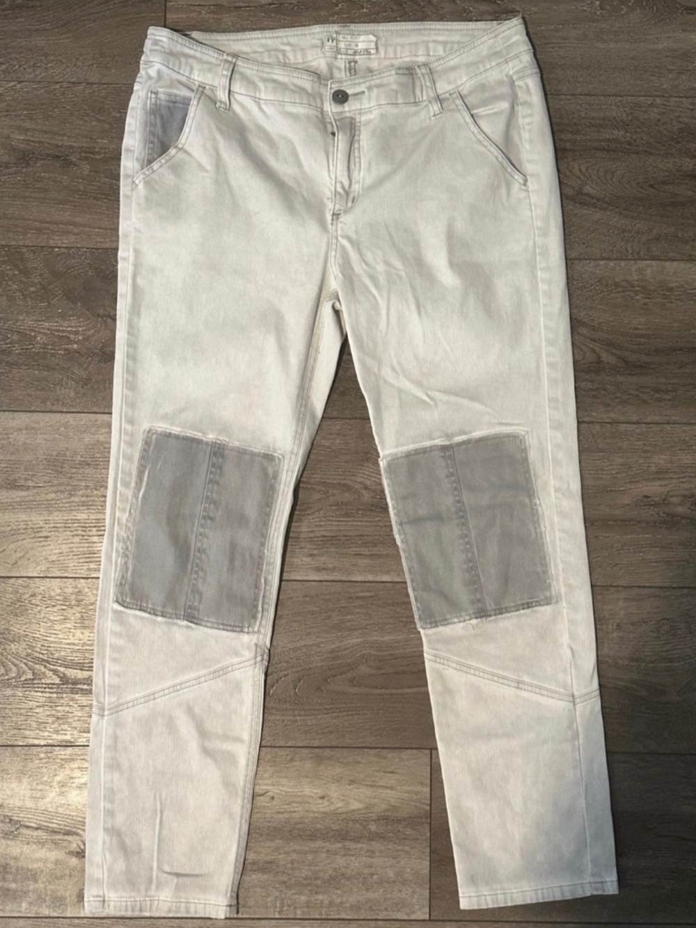 Free People Distressed Gray Patched Pants
